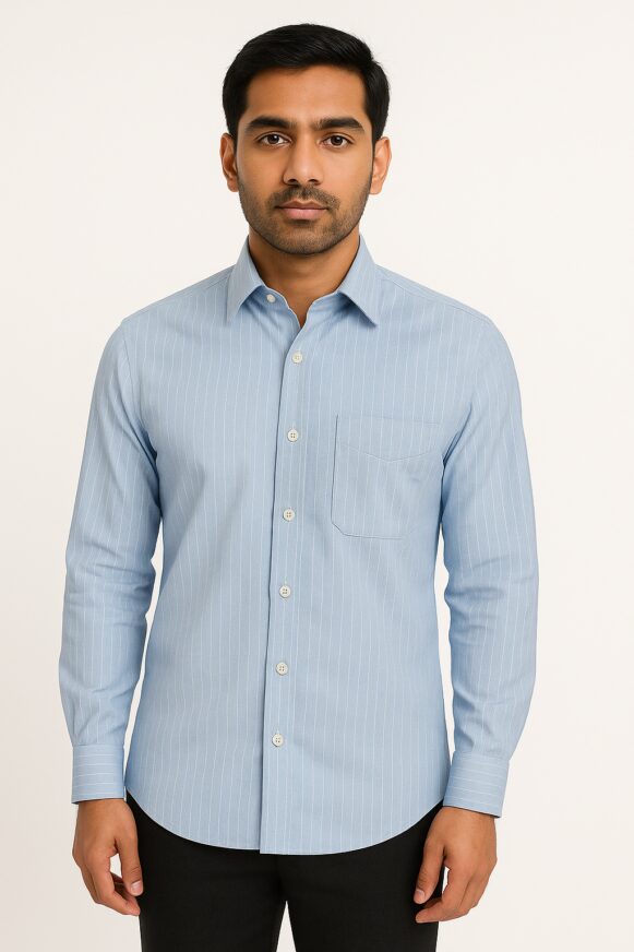 Light Blue Striped Formal Shirt