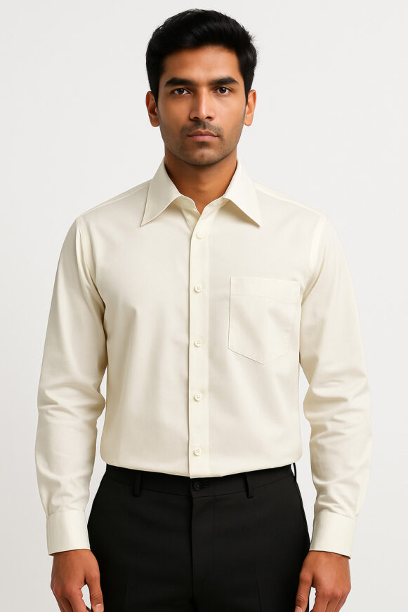 Men’s White Solid Formal Shirt