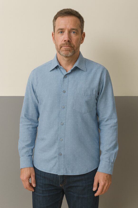 Light Blue Cotton Solid Regular Fit Shirt