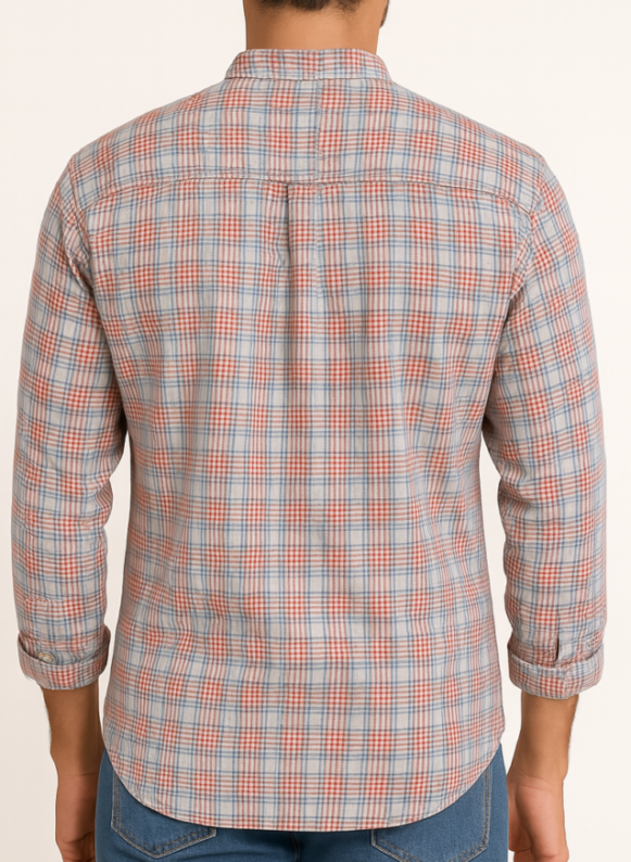 Men’s Multicolor Checked Cotton Casual Shirt - Image 4