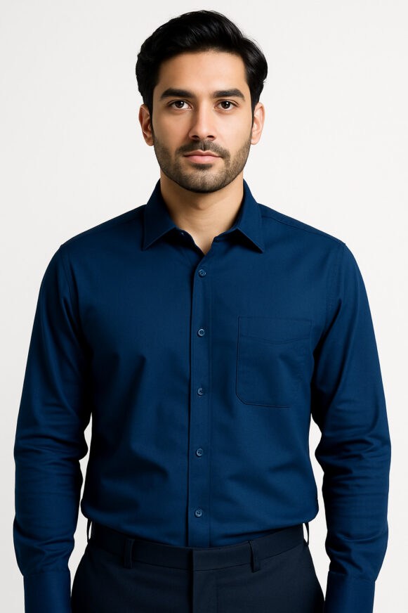 Navy Blue Regular Fit Formal Shirt