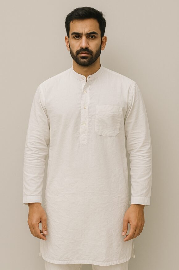 Off-White Mandarin Collar Kurta