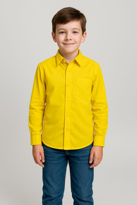 Boys' Yellow Cotton Long Sleeve Shirt