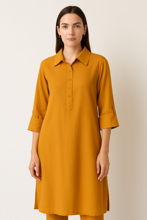 Mustard Cotton Kurta