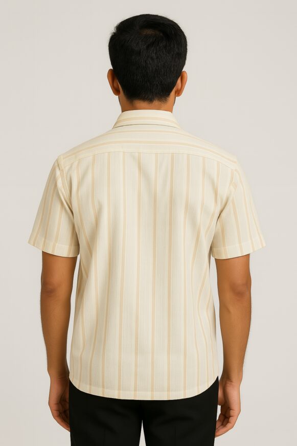 Beige Striped Cotton Shirt - Image 3