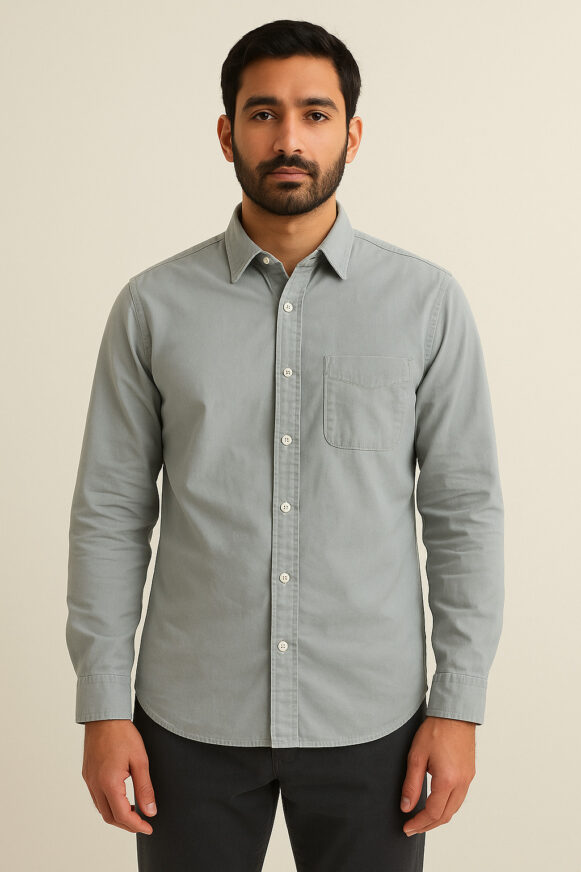Steel Grey Cotton Casual Shirt