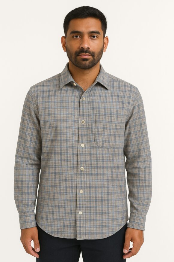 Light Blue Grey Checked Shirt