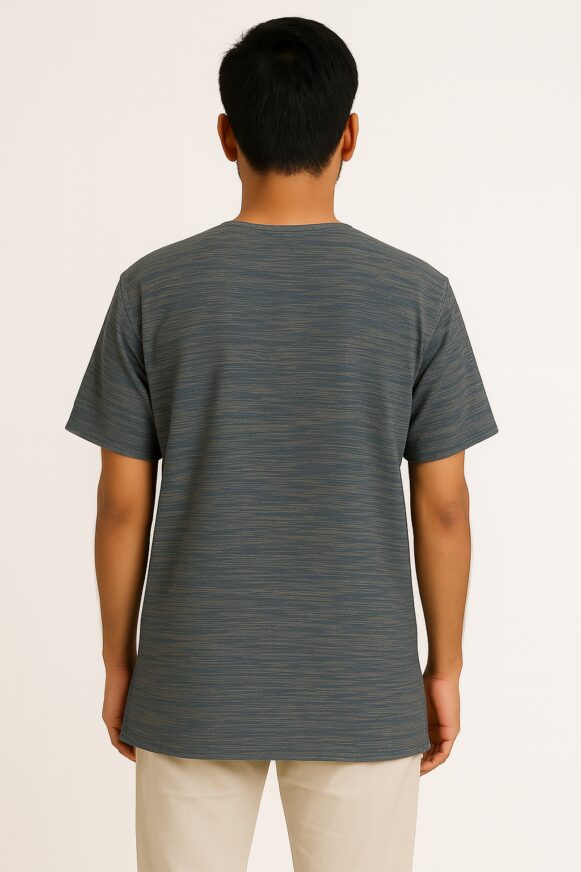 Blue-Grey Henley T-Shirt - Image 4