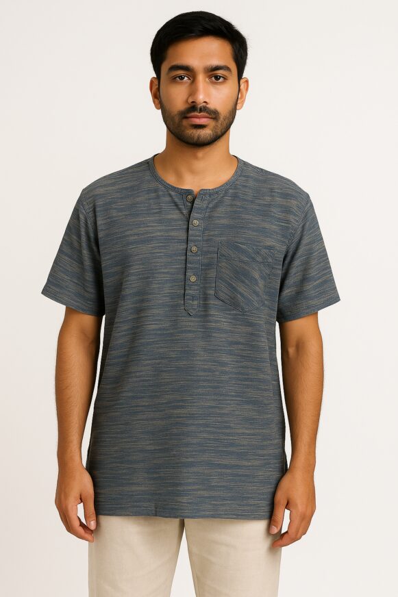 Blue-Grey Henley T-Shirt