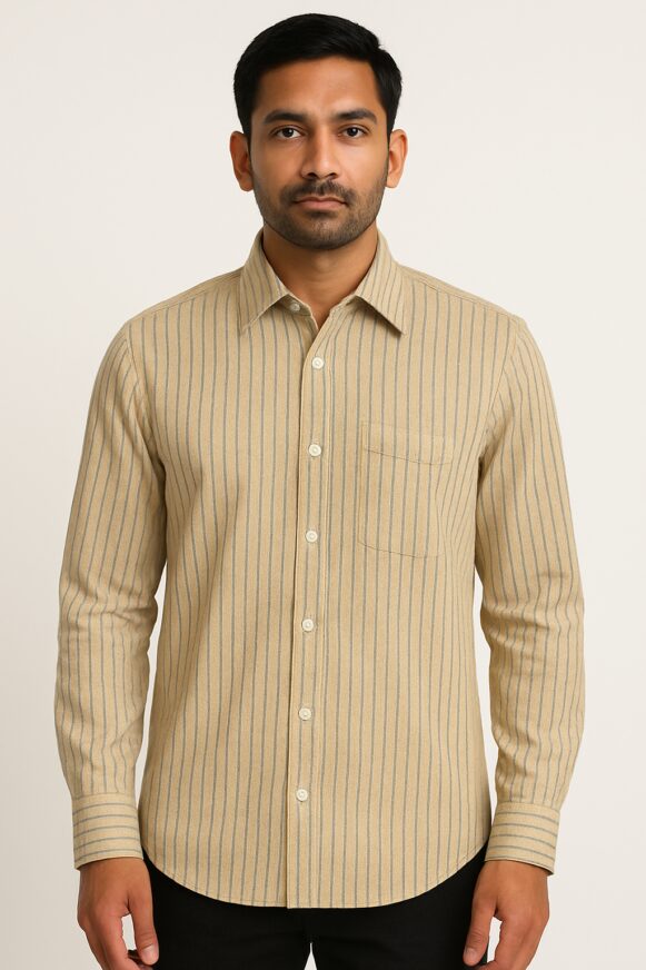 Beige Striped Casual Shirt