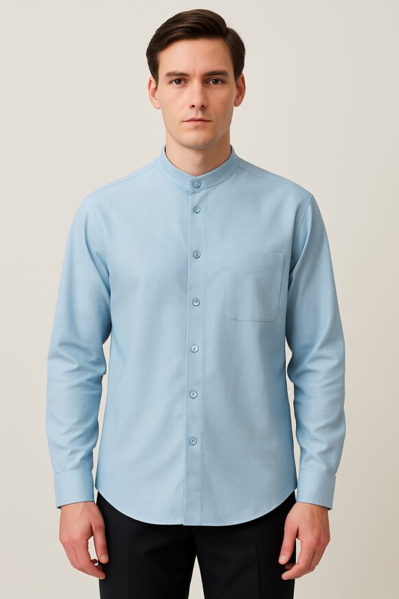 Men’s Light Blue Cotton Blend Shirt
