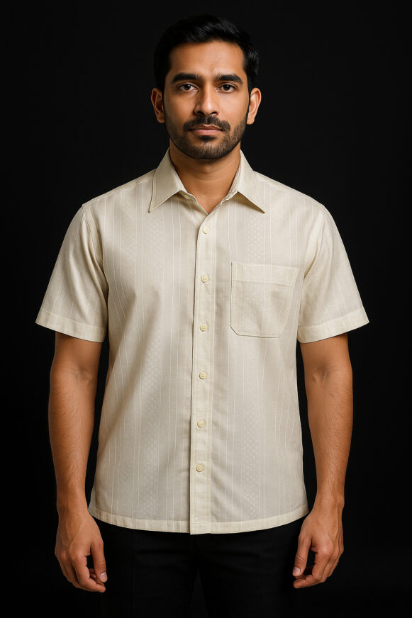 Men’s Beige Short Sleeve Shirt