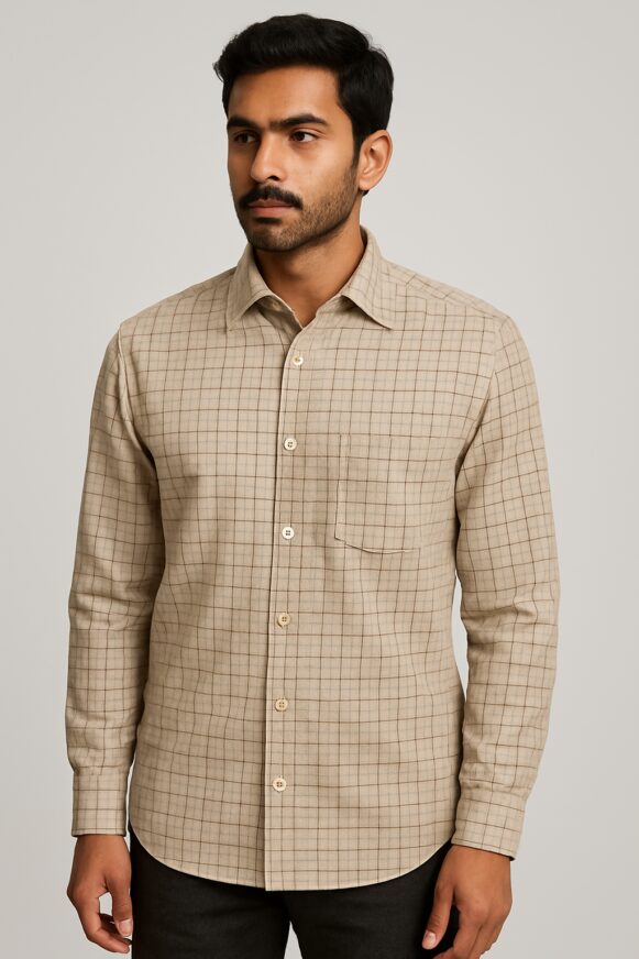 Beige Checked Shirt