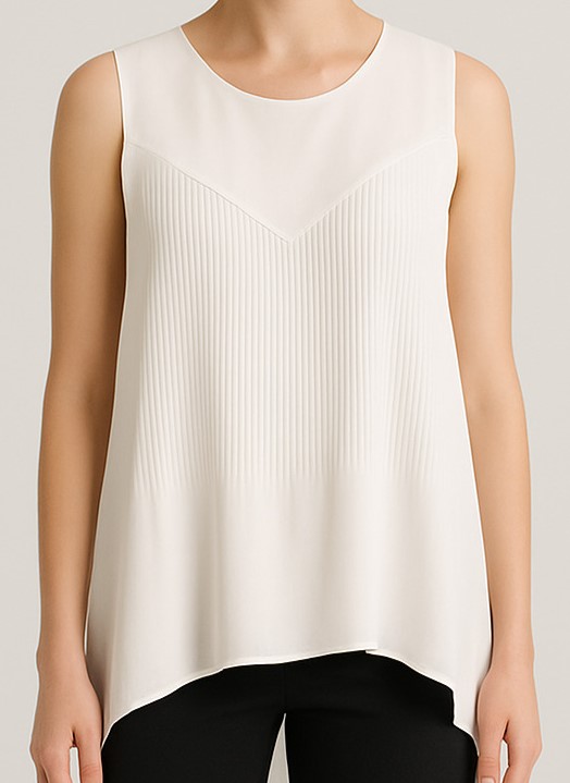 Women’s White Sleeveless Pleated Top - Image 3