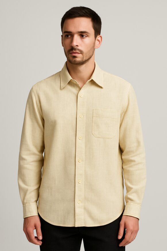 Beige Casual Cotton Shirt