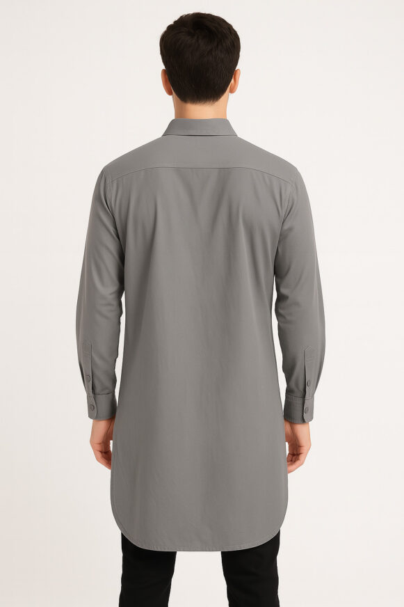 Utility Shirt Kurta - Steel Grey - Image 4