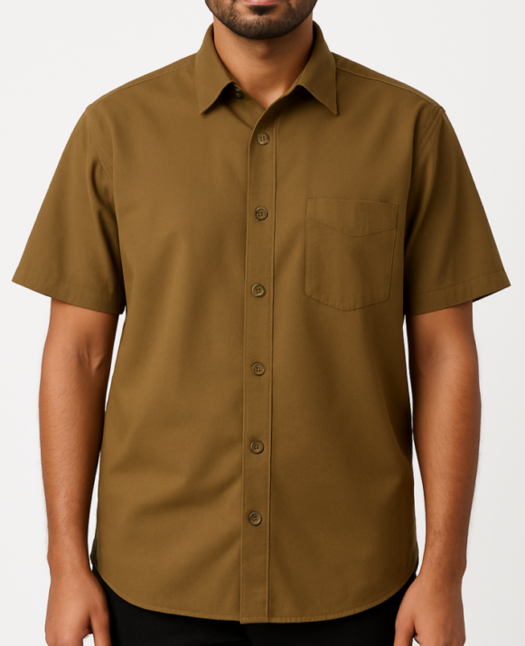 Olive Brown Short Sleeve Shirt
