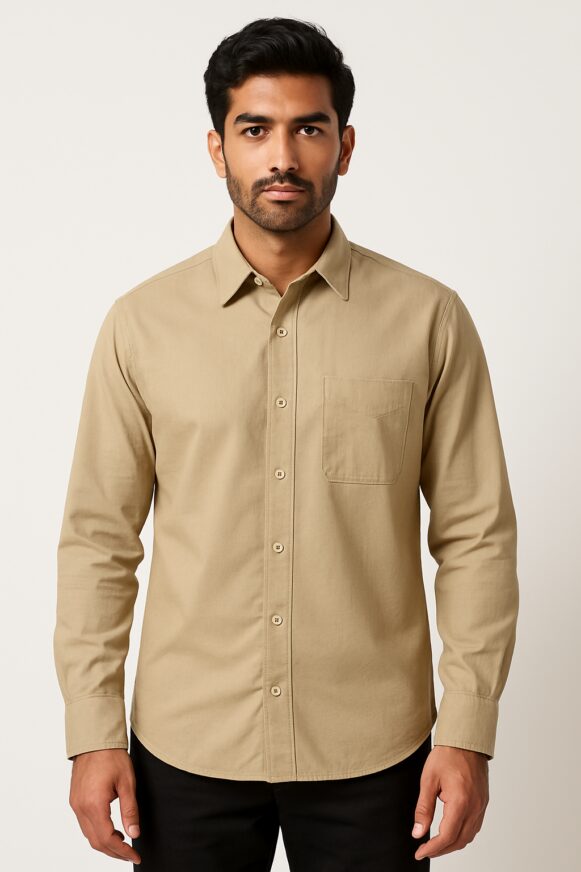 Khaki Full Sleeve Cotton Shirt