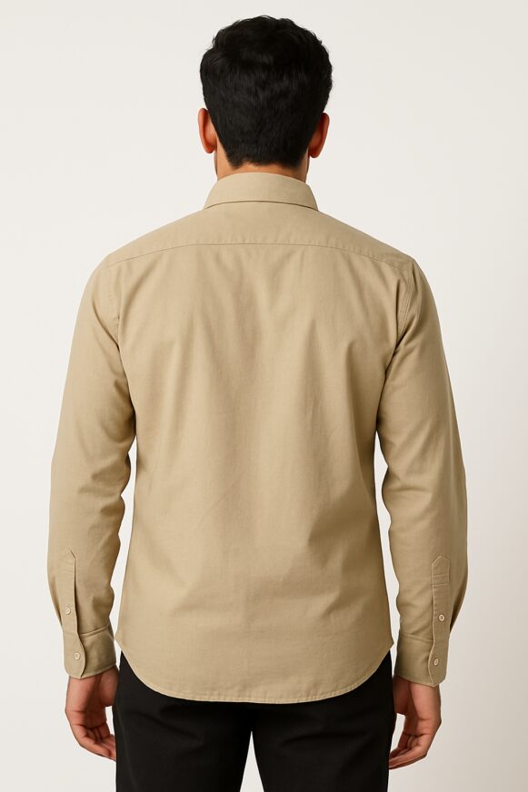 Khaki Full Sleeve Cotton Shirt - Image 4