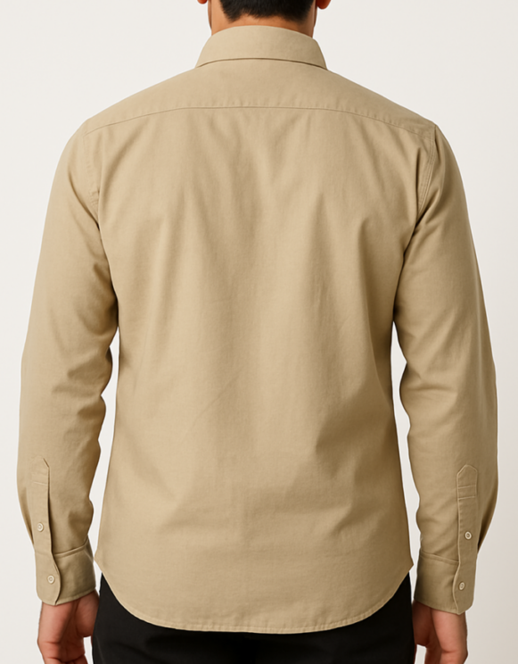 Khaki Full Sleeve Cotton Shirt - Image 3