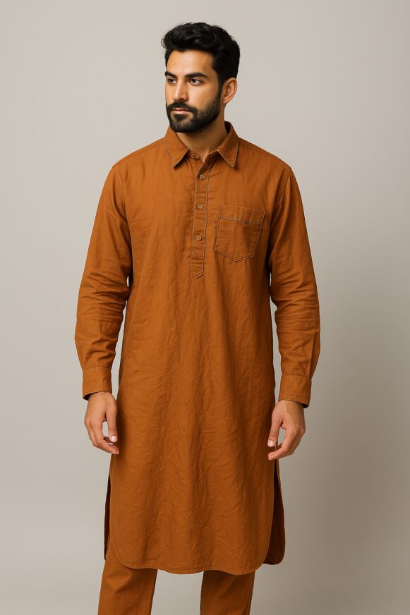 Rust Brown Casual Cotton Kurta