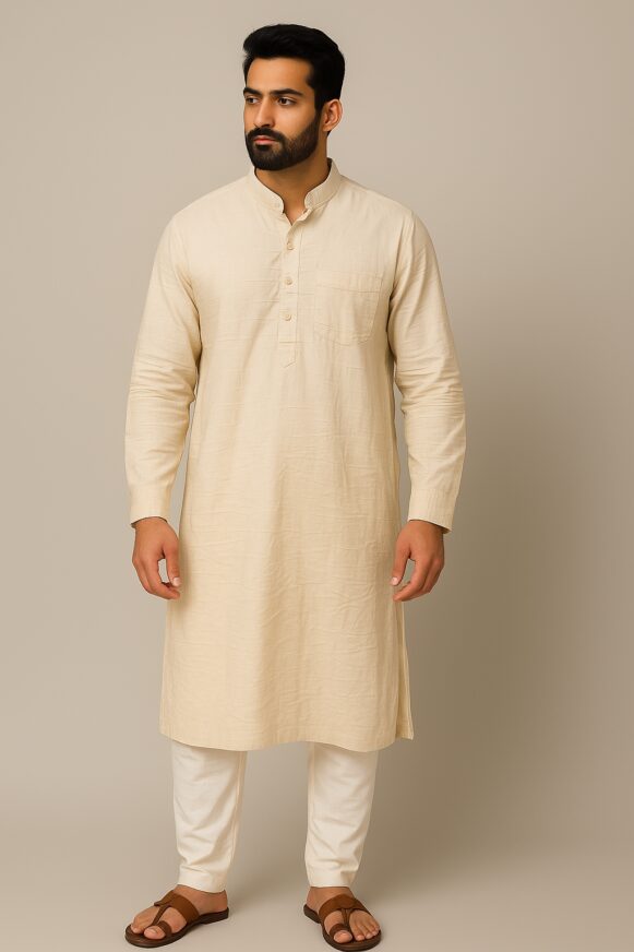 Beige Cotton Kurta