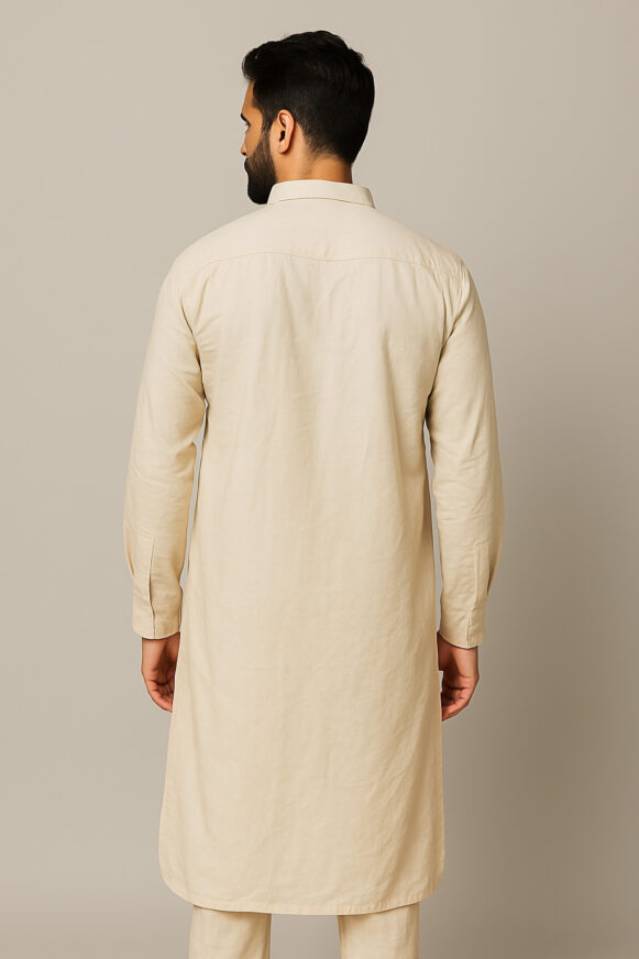 Beige Cotton Kurta - Image 4