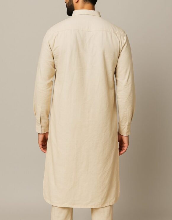 Beige Cotton Kurta - Image 3