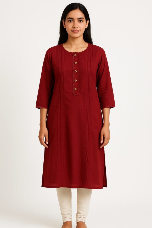 Maroon Straight Kurta
