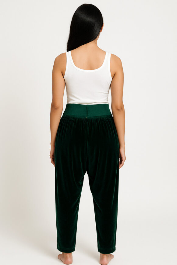 Velvet Harem Pants in Emerald Green - Image 4