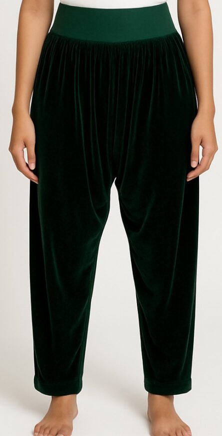 Velvet Harem Pants in Emerald Green - Image 3