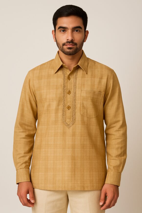 Golden mustard kurta shirt