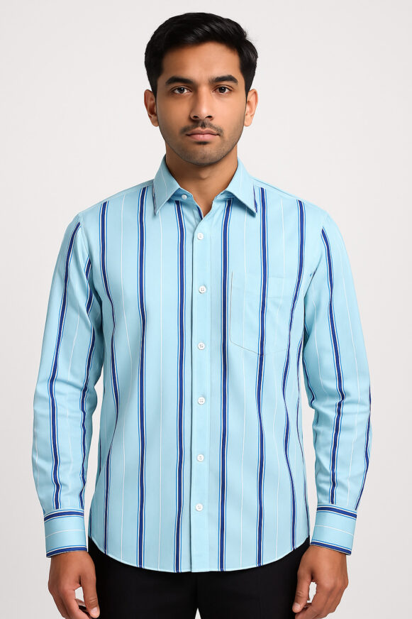 Aqua Blue Striped Shirt