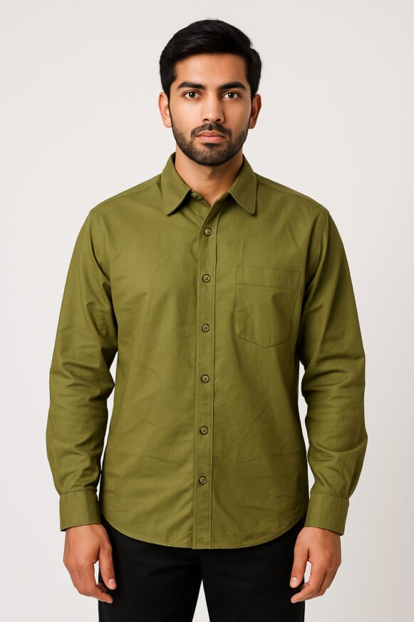 Olive Green Cotton Shirt