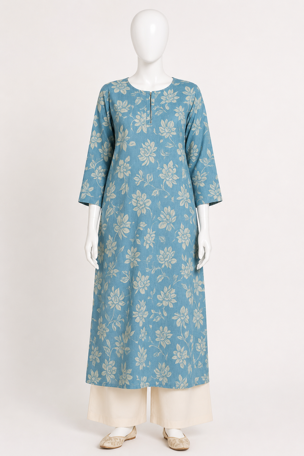 Dusty Blue Printed Kurta