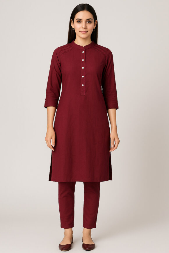 Maroon Cotton Kurta For Women