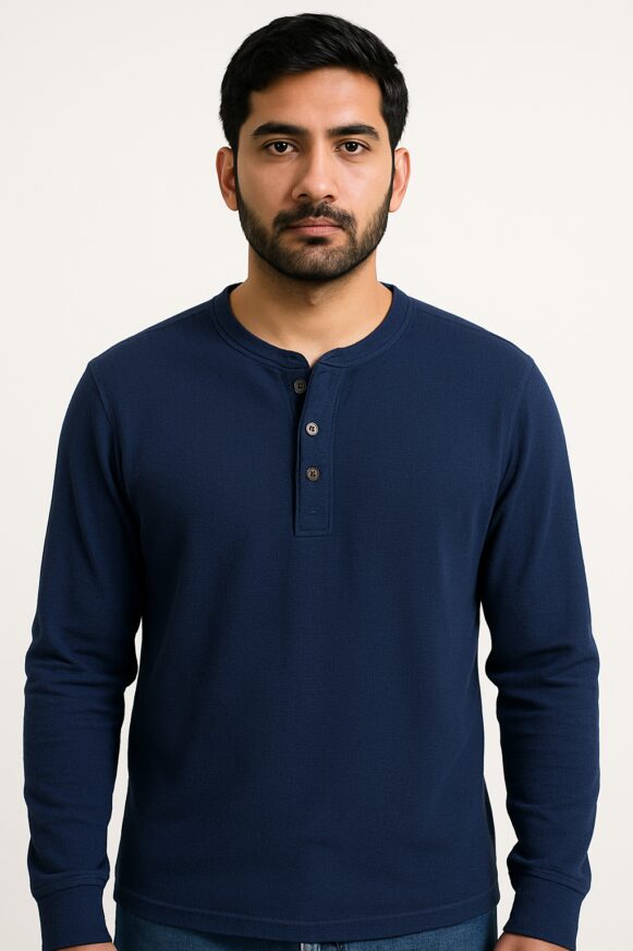 Navy Blue Henley T-Shirt