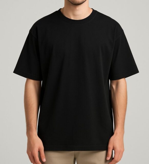 Black Oversized Cotton T-Shirt - Image 4