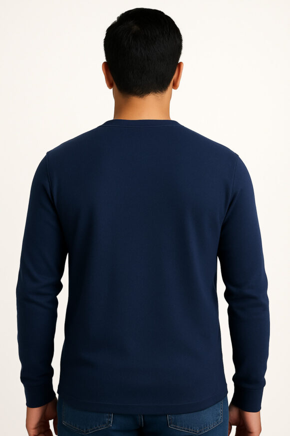 Navy Blue Henley T-Shirt - Image 4