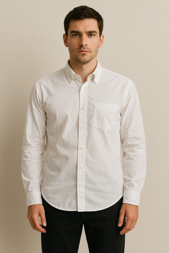 White Button-Down Cotton Shirt