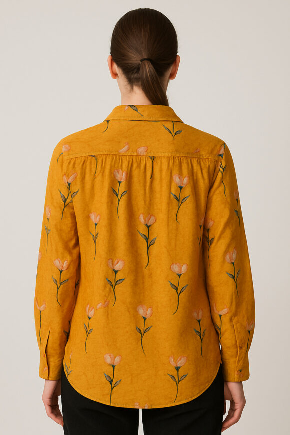 Mustard Floral Cotton Shirt - Image 4