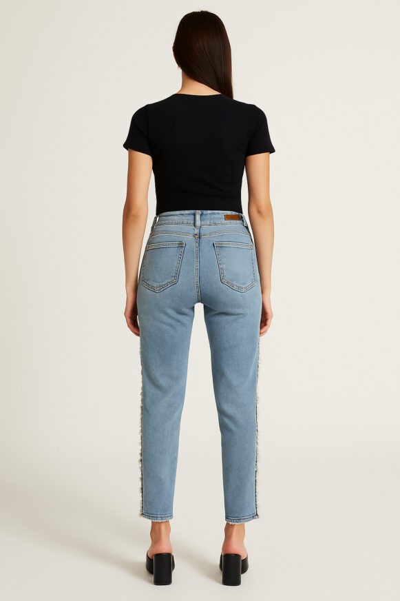 High Waist Fringe Jeans - Image 4
