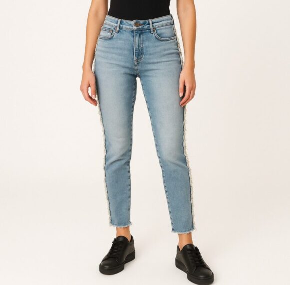 High Waist Fringe Jeans - Image 3