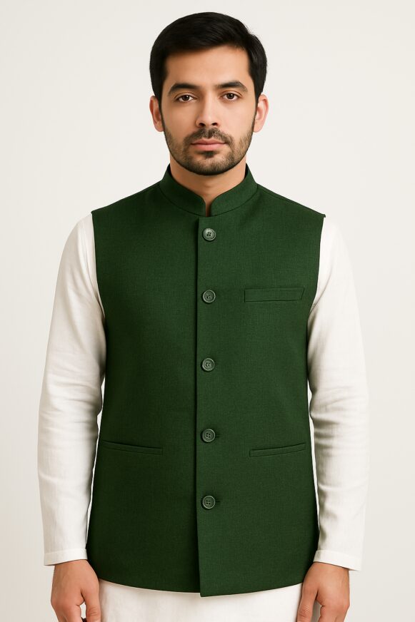Dark Green Nehru Jacket