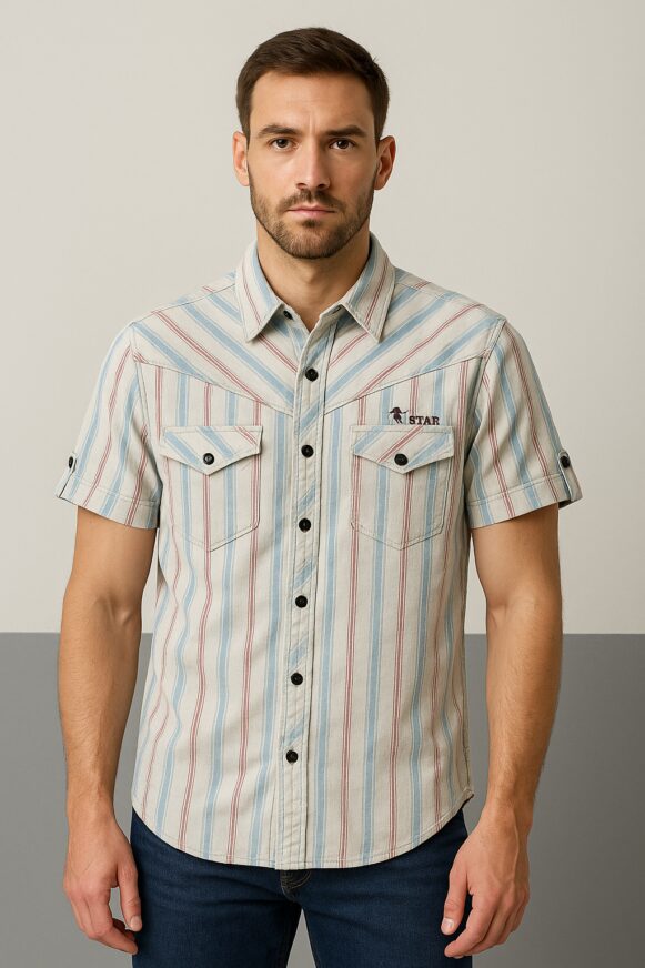 Striped Denim Western Shirt