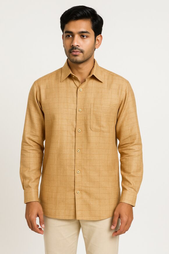 Camel Check Formal Shirt
