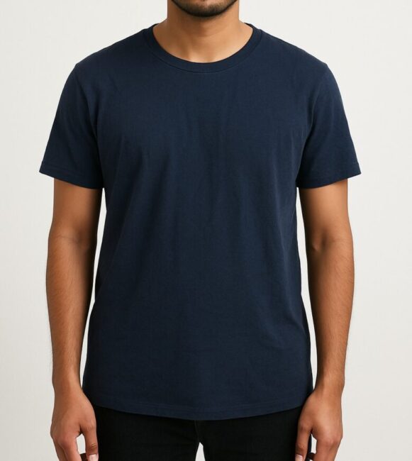 Navy Blue Crew Neck T-Shirt - Image 3