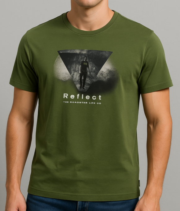 Olive Reflect Graphic T-Shirt - Image 3