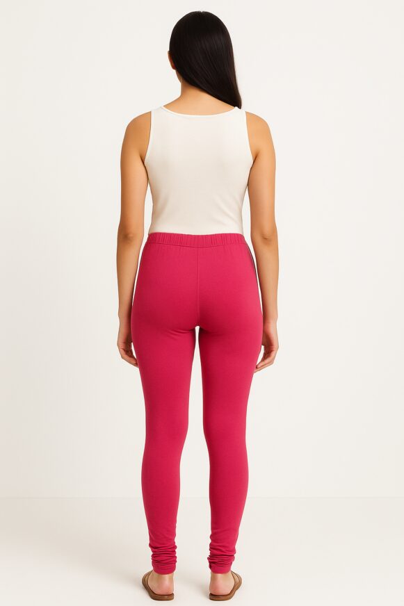 Fuchsia Pink Cotton Leggings - Image 4