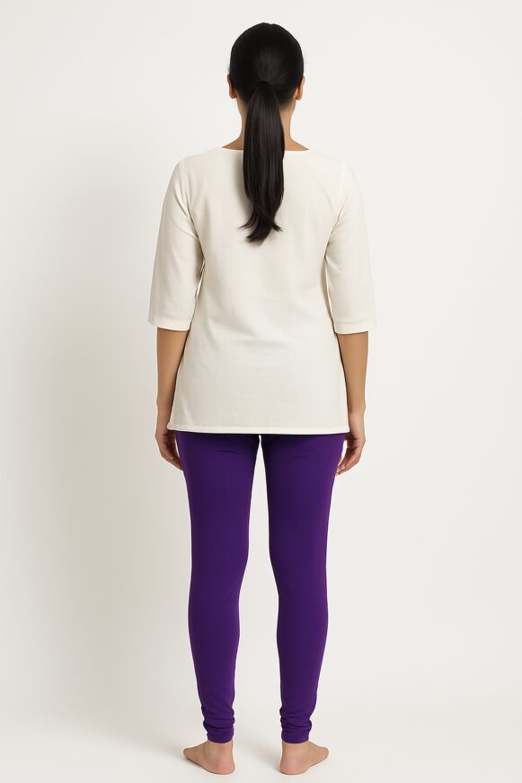 Purple Cotton Leggings - Image 4
